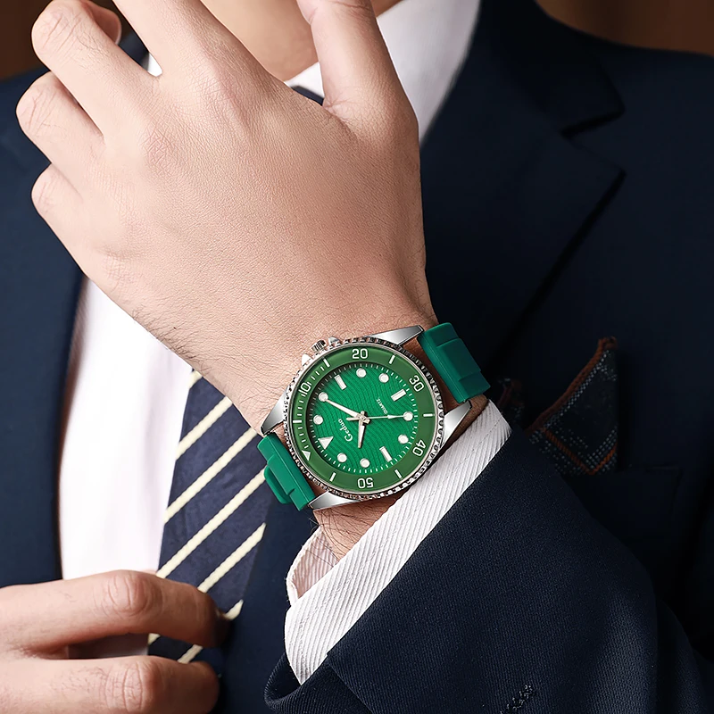 Relojes de cuarzo informales para hombre, pulsera deportiva de silicona, a la moda