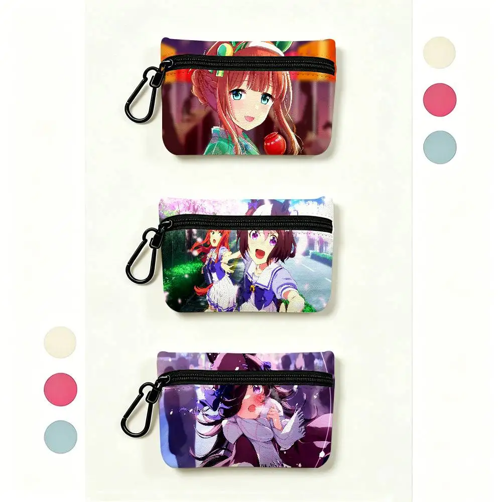 Umamusume Pretty Derby Oxford Fabric Mini Coin Wallet Smooth Zipper Hanging Design Multi-use Small Storage Bag For Travel