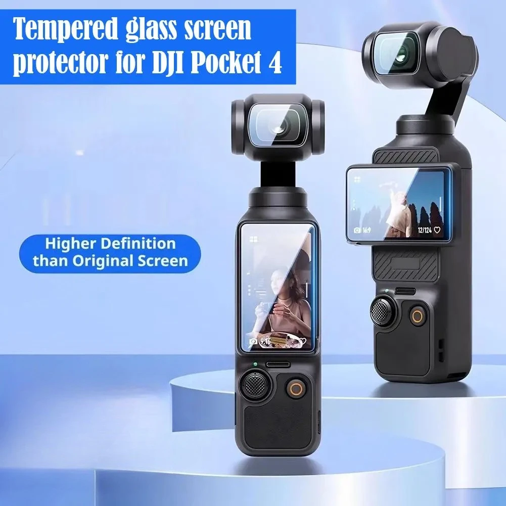 Tempered Glass Screen & Lens Protector for DJI OSMO Pocket 3 / Pocket 4 Hard Anti‑Scratch Clear Camera Film