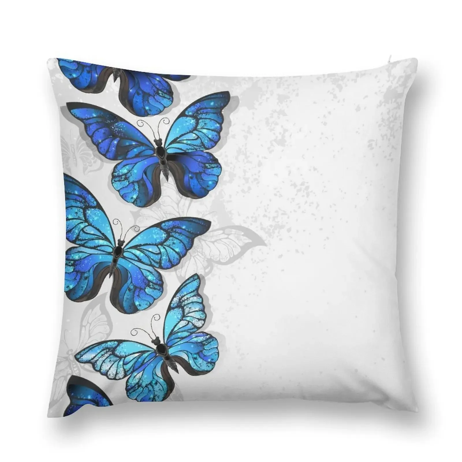 

Design with Blue Butterflies Morpho Throw Pillow Embroidered Cushion Cover pillow pillowcase Luxury Pillow Cover