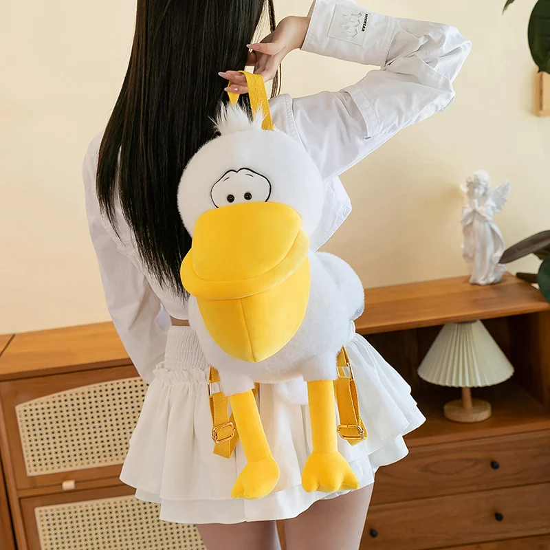 Creative Simulation 55CM Cartoon Pelican  Backpack Plush Toys Kawaii Stuffed Animal Real Life Bird Plushies Doll Kids Gift Decor