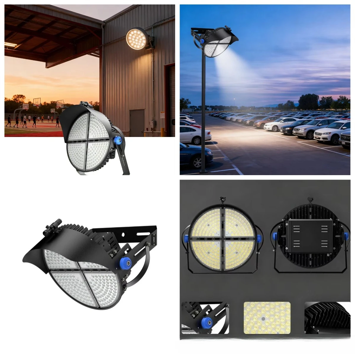High Power Flood Light 1600W COB LED IP67 Waterproof Die Cast Aluminum for Warehouse Stadium Outdoor Area Lighting