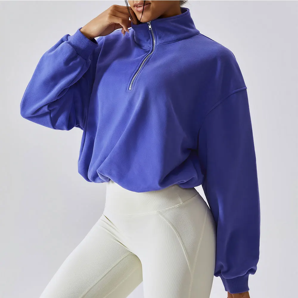 cotton Winter Outdoor High Collar Yoga Jacket Top Coat Running Women\'s Sports Jacket Half Zipper Women Sports Gym Long Sleeves