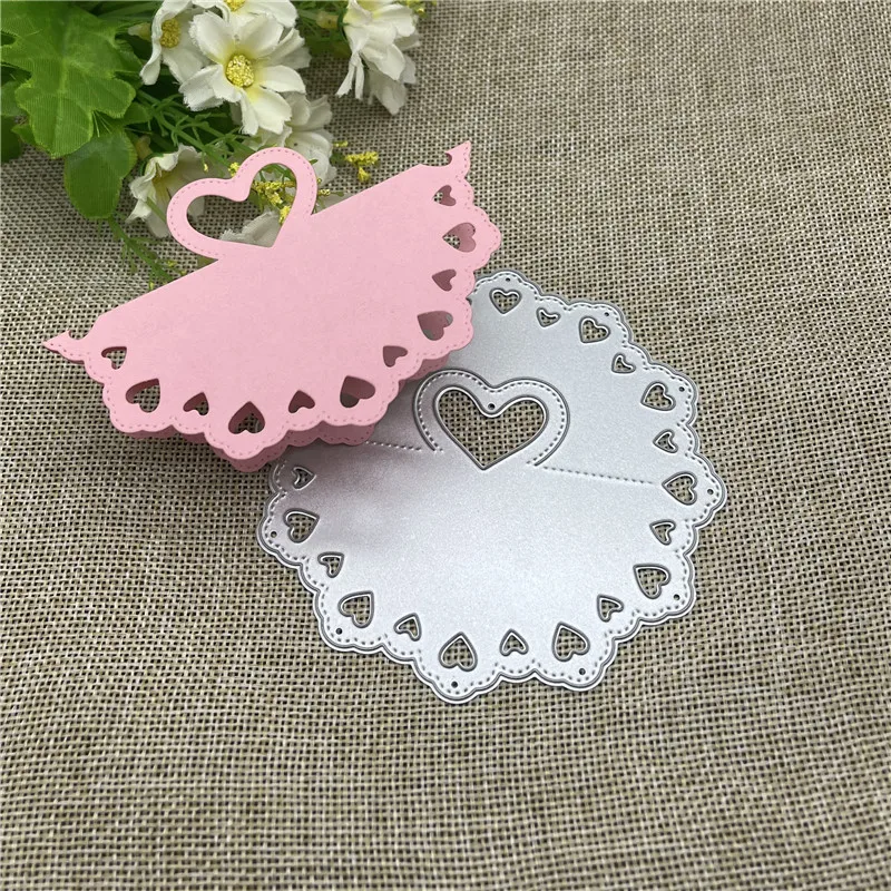 Heart Cards box pack bag topper handle Metal Cutting Dies Stencils For DIY Scrapbooking Decorative Embossing Handcraft Template