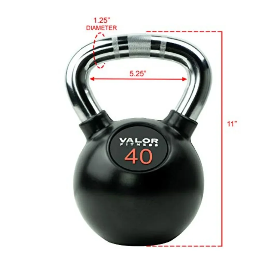 Chrome Kettlebell 40 lb for Home Gym Use Rubber Coated with Chrome-Plated Steel Handle Black/Chrome Durable Non-Slip Grip