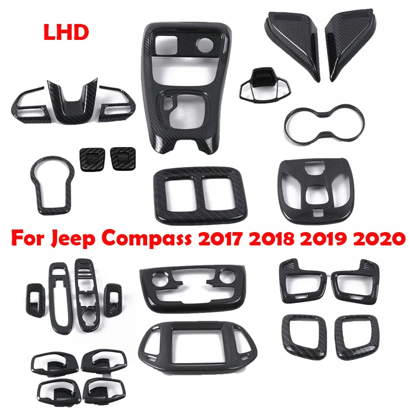 For Jeep Compass 2017 2018 2019 2020 Window Lift Switch Button Cover Trims center conlose Hand brake Panel Interior Accessories