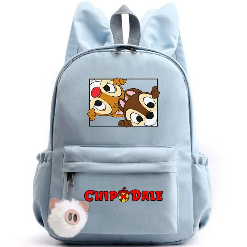 Disney Chip n Dale Backpack for Girls Boys Teenager Children Rucksack Casual School Bags Travel Rabbit Ears Backpacks Mochila