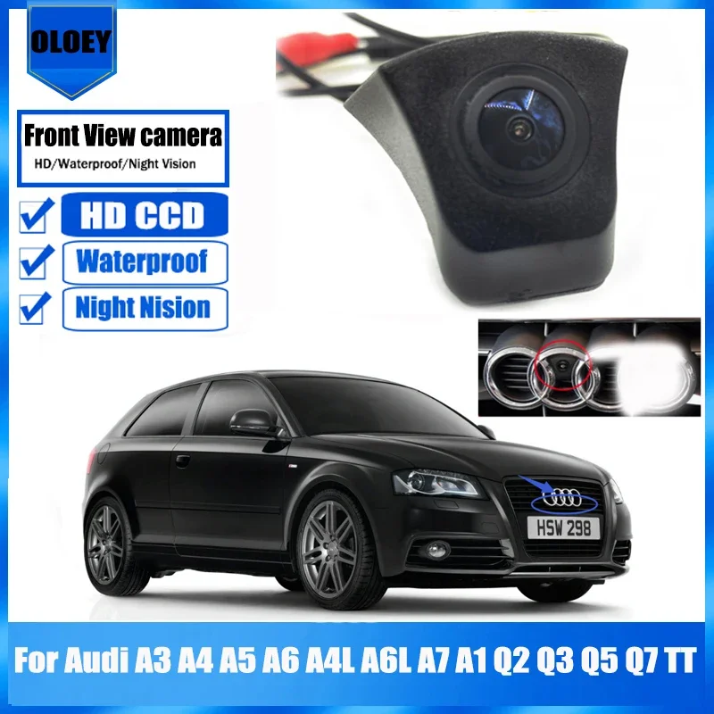 

Car Front View Camera For Audi A3 A4 A5 A6 A4L A6L A7 A1 Q2 Q3 Q5 Q7 TT waterproof Parking CCD Night Vision Forward Logo Camera