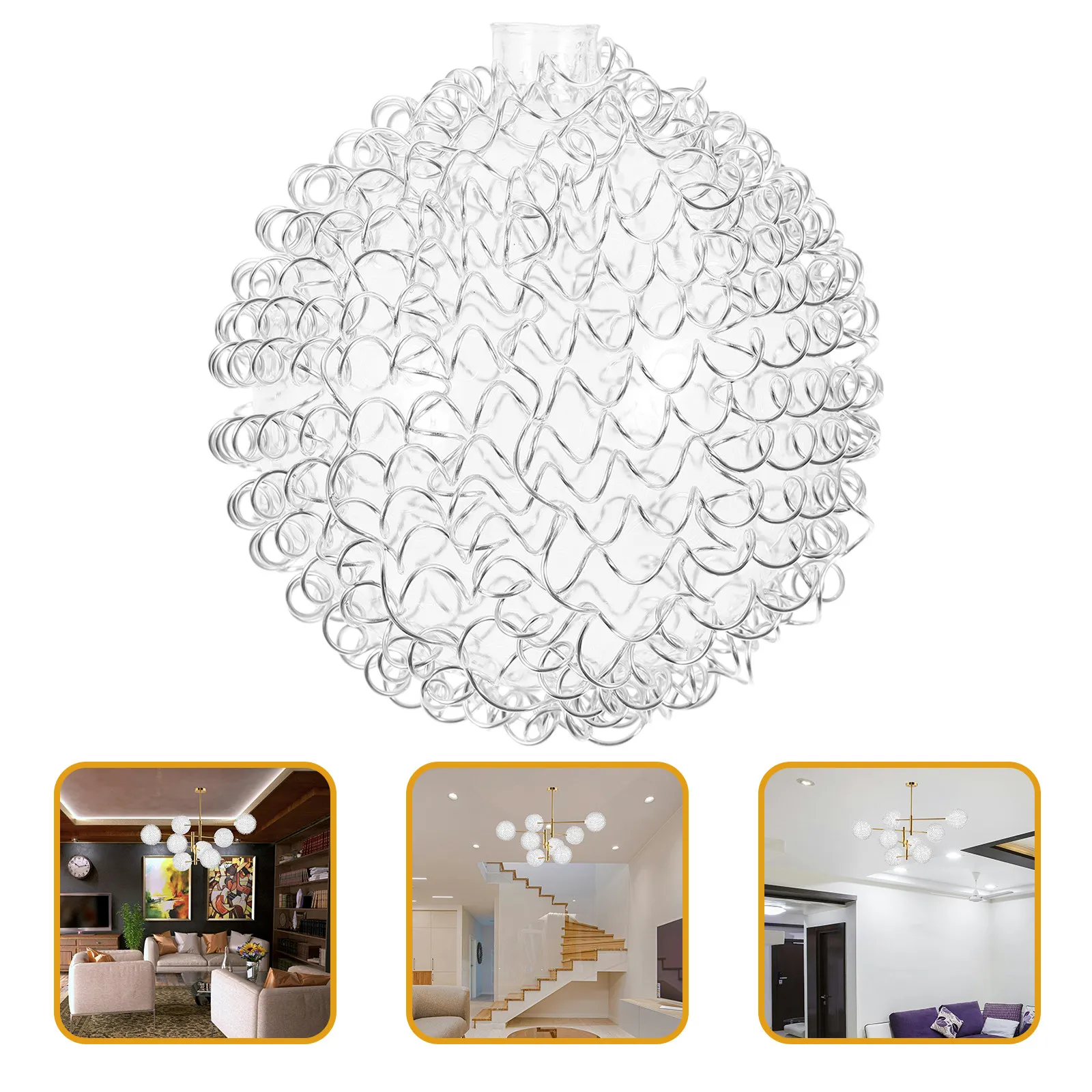 

Aluminum Wire Lampshade G4 Clear Glass Modern Pendant Lamp Shade Frame Replacement Light Cover Aluminum Wire Lamp Shade