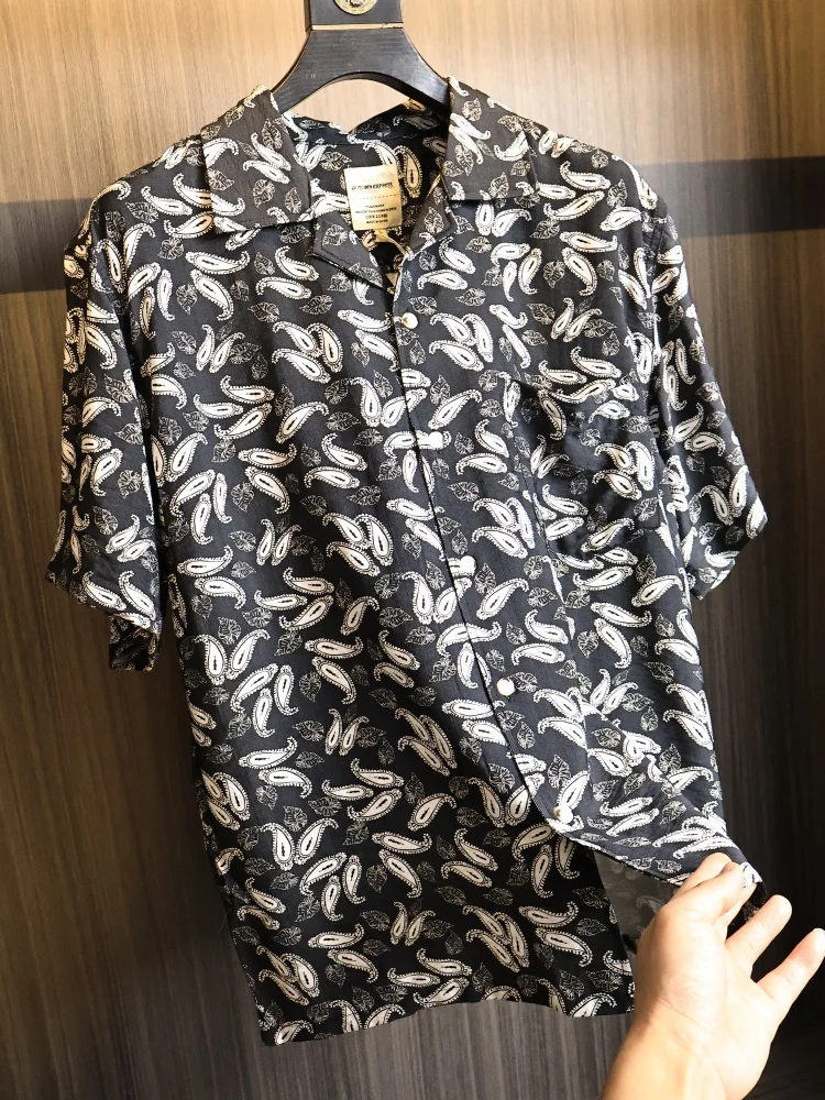 Retro Baroque Cotton Linen Blend Cuban Collar Short Sleeve Shirt for Men Fashionable Urban Style Breathable Comfortable Moder...