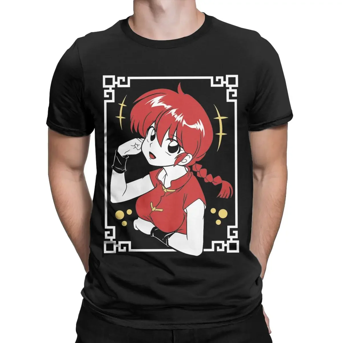Men Ranma 1/2 Anime T Shirts 100% Cotton Tops Novelty Short Sleeve Crew Neck Tee Shirt Original T-Shirt image 2