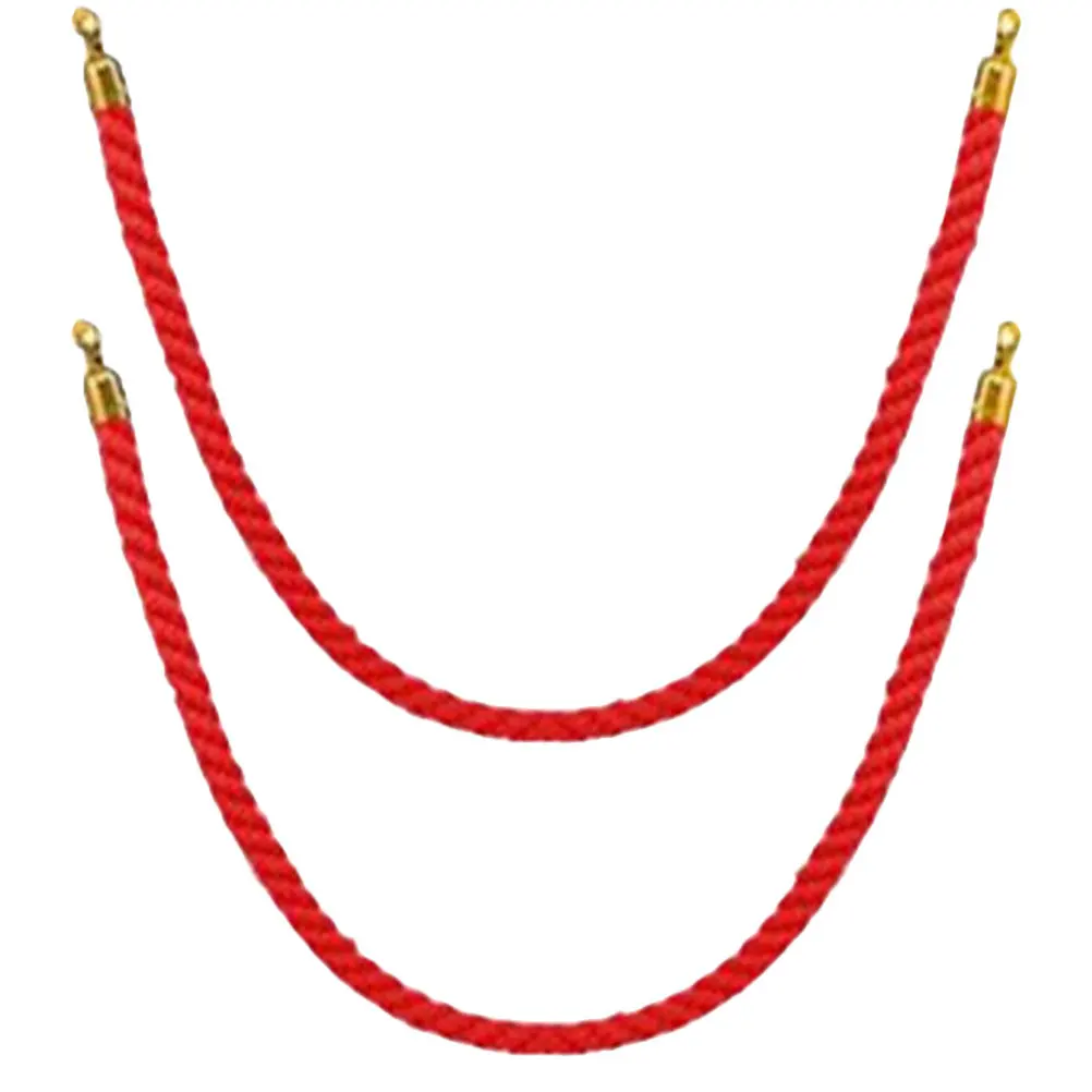 2Pcs Red Crowd Control Barrier Rope with Stainless Steel Hooks Velour Stanchion Rope for Hotels Museums Banks Red Carpet Events