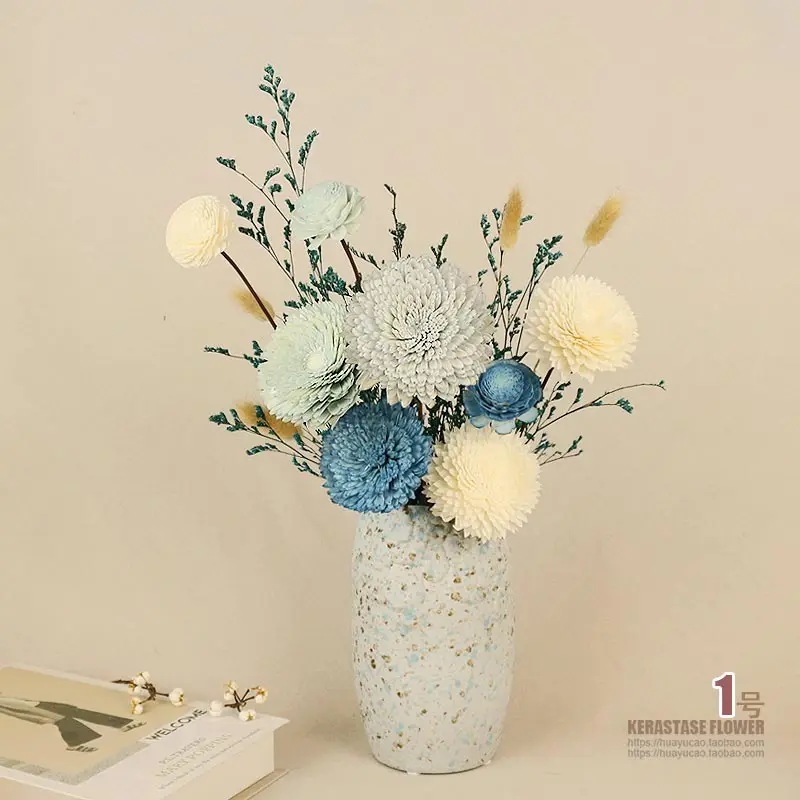 Dried flower arrangement fake flower simulation flower decoration ornament living room light luxury high-end home desktop vase f