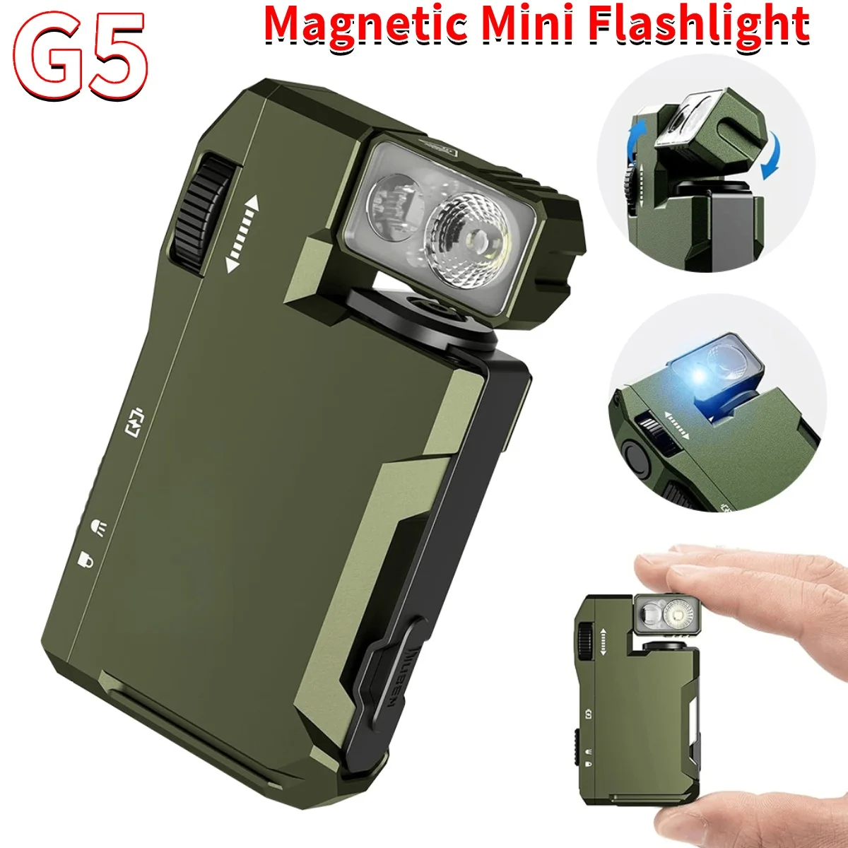 

Portable Flat Pocket Flashlight with RGB Light Magnetic Keychain Flashlight Small Flashlight for Outdoor Camping Hiking