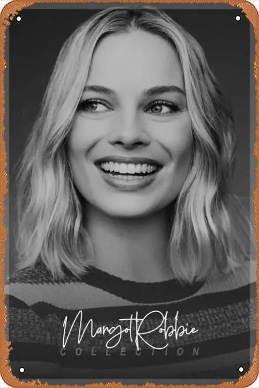 Margot Robbie (Acting) Retro Metal Sign for Garden Club Outdoor Indoor Home Wall Decorative 8x12 inch