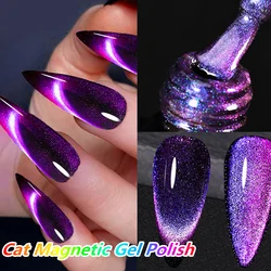 7.5ml Double-Layer Light Cat Eye's Nail Magnetic Gel Blue/Purple Magic Rainbow Magnetic Nail Gel Reflective Glitter Cat Eye Gel