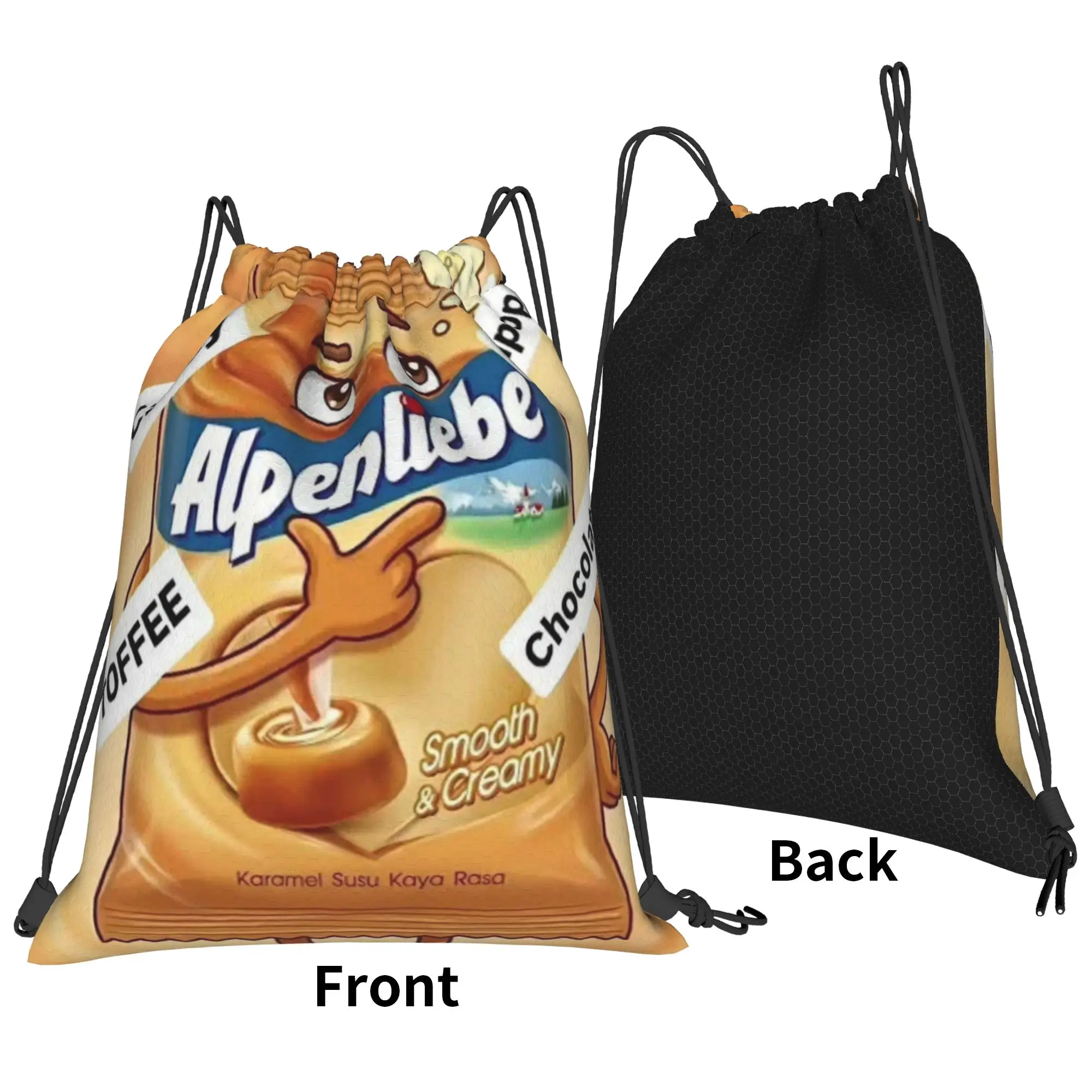 A-Alpenliebee Toffee Mascot Cartoon Character Portable Sports Riding Gym Drawstring Storage Sporty Backpacks