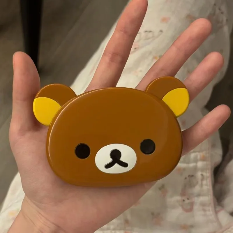 Portable Foldable cartoon Rilakkuma Small Mirror with Travel Comb Handheld Makeup Mirror Makeup Mirror Comb Set