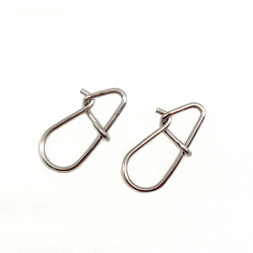 100 Uds. De calabaza de acero inoxidable, Clip de seguridad rápido, Pin de bloqueo, fuerte tirón, anzuelo, conector de señuelo, accesorios de Pesca - imagen 5