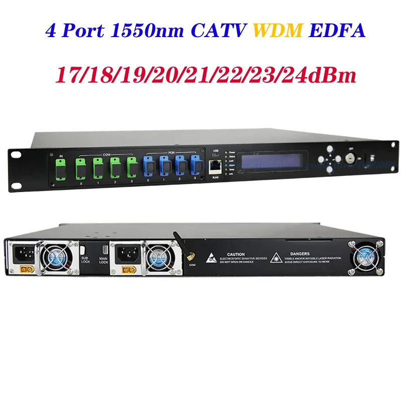 

1U 4 порта EDFA 17/18/19/20/21/22/23/24 dbm оптический усилитель CATV WDM 1550nm выход мини оптический усилитель под заказ