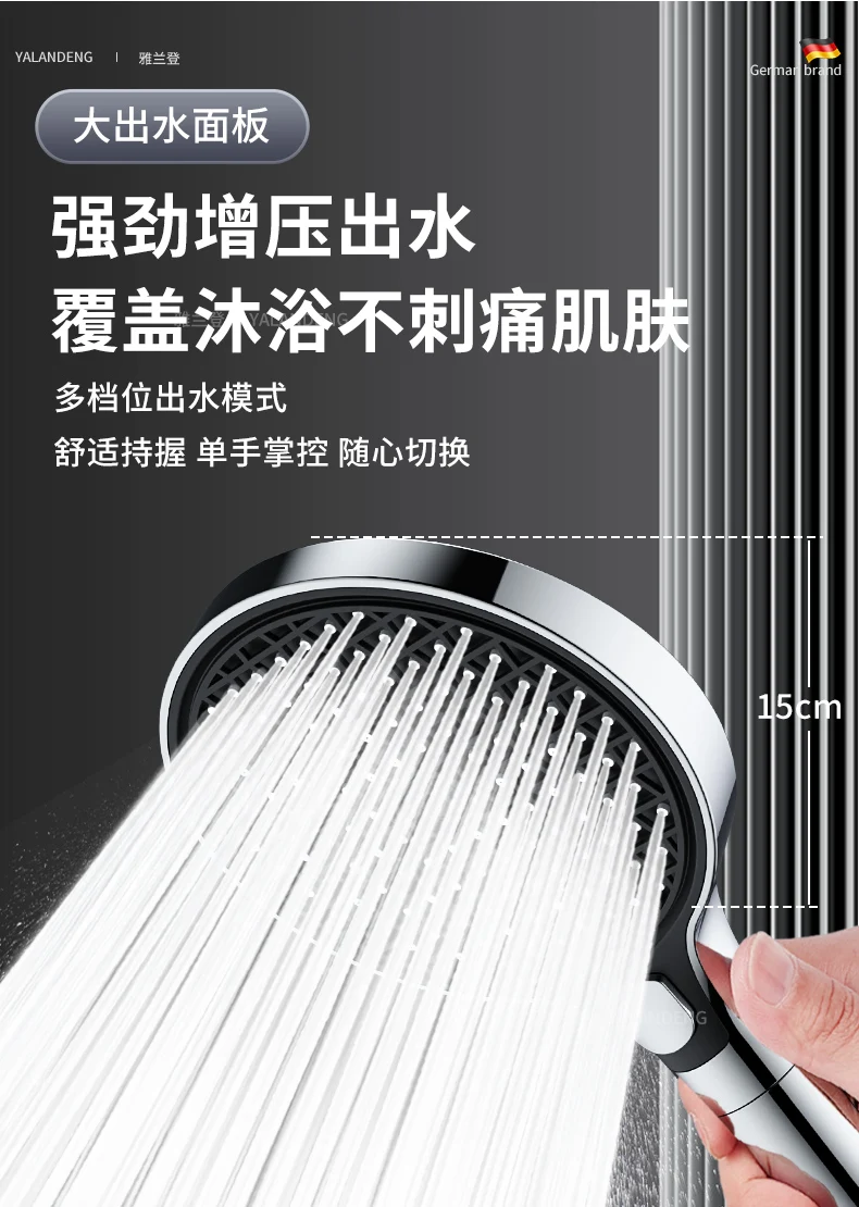 15 cm großes Panel Hochdruck-Duschkopf mit Filter, 3 Modi, großer Durchfluss, Sprühdüse, Regendusche, Wasserhahn, Badezimmer-Zubehör – Detail 25