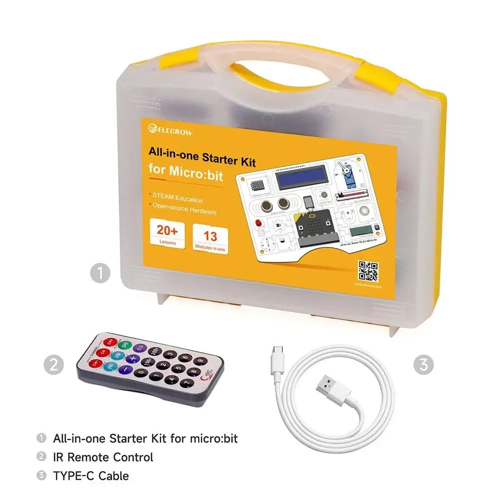 Hot Sale Elecrow All-in-one Starter Kit for Micro:bit with 13 Modules and 21 Lessons for BBC Microbit Programming as child gifts