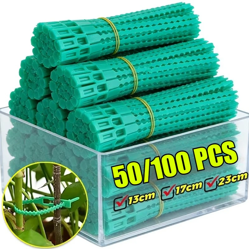 Garden universal Zip Ties, Reusable Green Plant Ties for Shrubs, Garden Tree Climbing Brackets, Grape Vine and Tomato Stem Clips