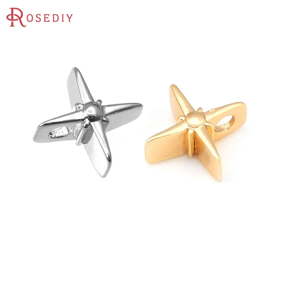 

6PCS 11MM Platinum Color Brass Cross Star Spacer Beads Bracelet Beads or Charms Pendants High Quality Jewelry Making Accessories