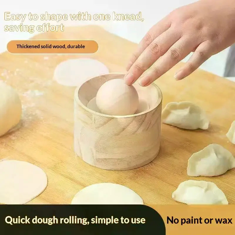 Wooden Wood Dumpling Skin Maker Pastry Tool Round Shape Dumpling Wrapper Skin Making Mold DIY Reusable Dough Pressing Tool