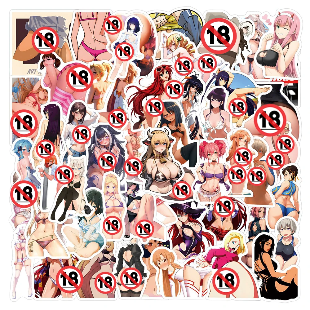 10/30/50/110PCS Waifu Cartoon Stickers Sexy Hentai Anime Sticker Waterproof Decoration Laptop Phone Guitar Bike Skateboard Decal