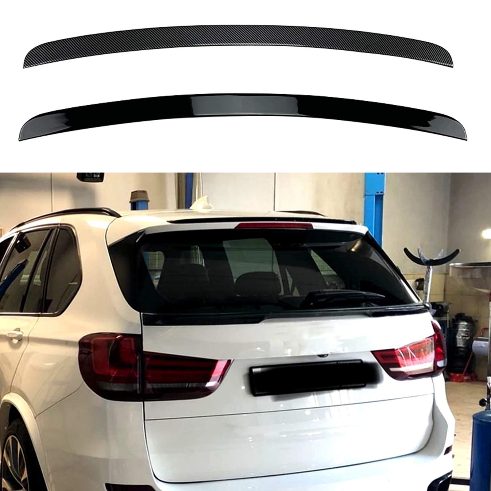 

For BMW X5 F15 M Sport 2014 2015 2016 2017 2018 Gloss Black/Carbon Fiber Look Rear Trunk Roof Spoiler Wing Upper Splitter Lip