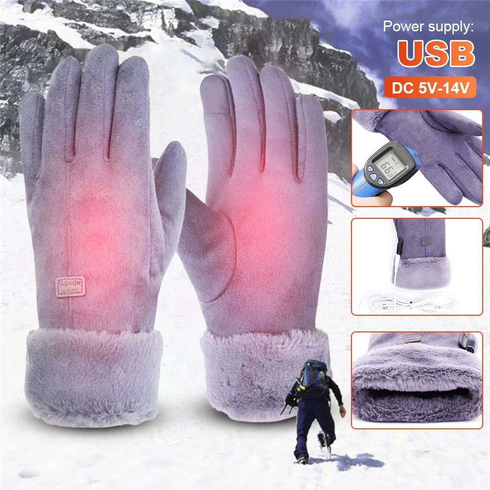 

Women USB Heated Gloves 3 Gear Adjustment Winter Thermal Cycling Gloves 10000mAh Motorcycle Heated Gloves Windproof Touch Screen