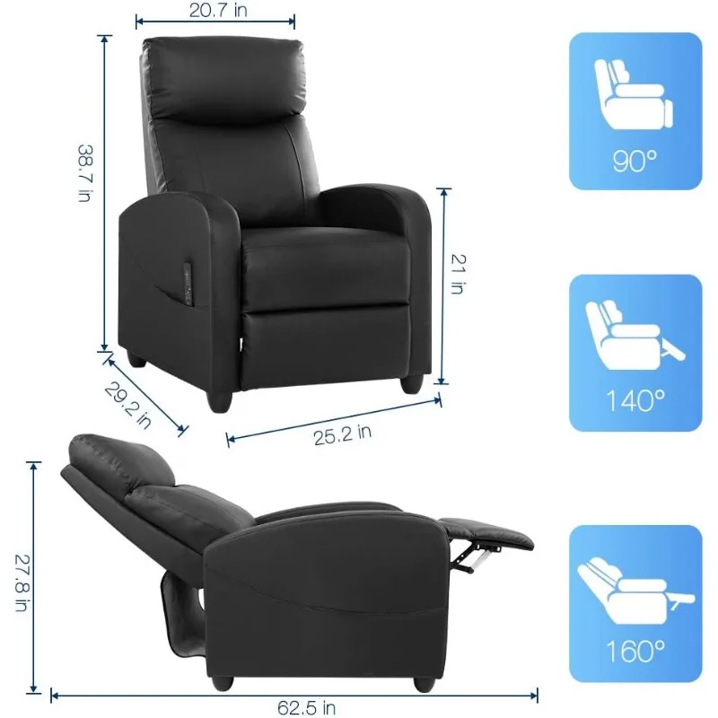 Recliner Chair Living Room Chair Adjustable Home Theater Seating Winback Single Recliner Sofa Chair, Lazy Boy Recliner Padded。