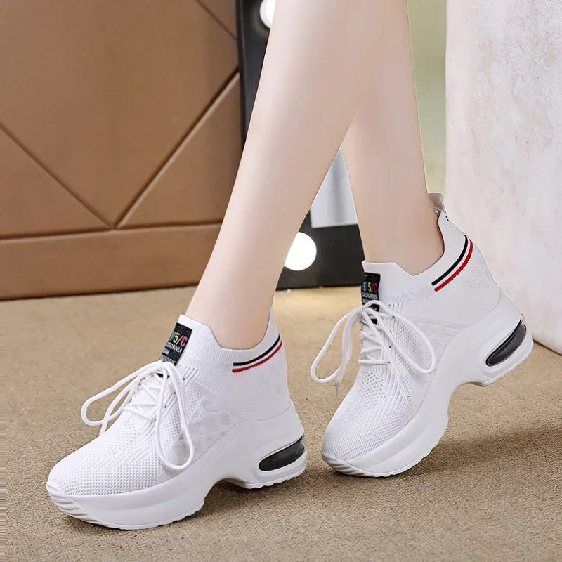 Shoes Womens Sneakers Women\'s Designer Shoes Tennis Female Woman Fashion Trainers Heels Summer Autumn PU Fabric Retro Lace-Up