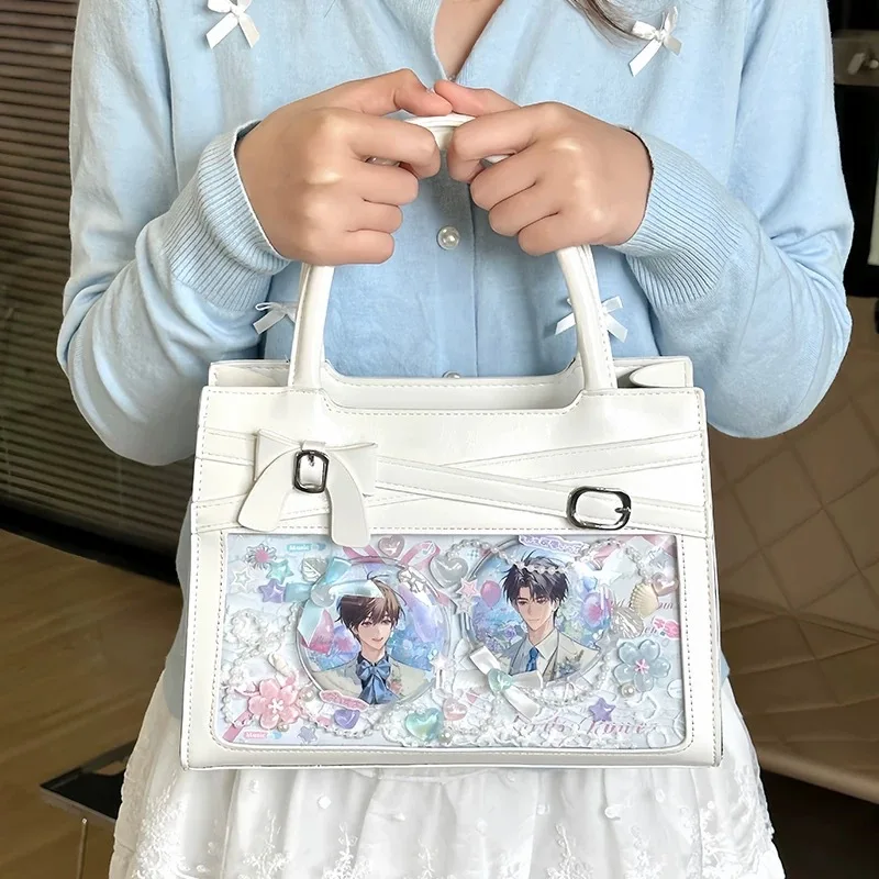 

HAEX Лолита с бантом, женские сумки Ita, 2021, дизайнерский значок «сделай сам», аниме, сумка через плечо, индивидуальная сумка из искусственной кожи с допамином, Bolso Mujer