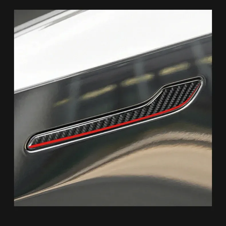 4 Stück für Tesla Model 3 Y Juniper Highland 2020-2025 2026 Türgriff-Schutzabdeckung Aufkleber Kohlefaser-Harzguss – Detail 1