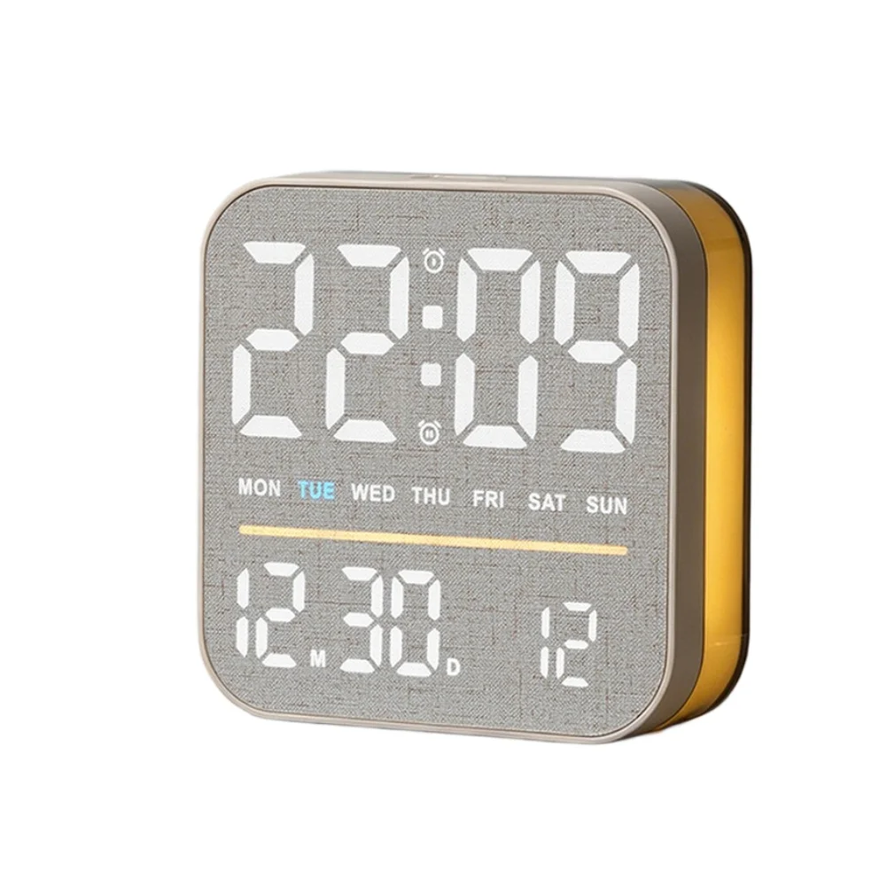 LED Alarm Clock with Plastic Construction and Multiple Light Color Options Including Yellow Grey Black Green Blue Pink