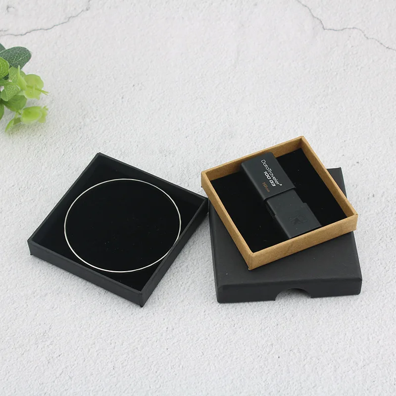 10pcs Simple Kraft Jewelry Box Square with Lid 6cm 8cm 9cm Necklace Bracelet Earring Storage Organizer Gift Packaging Display