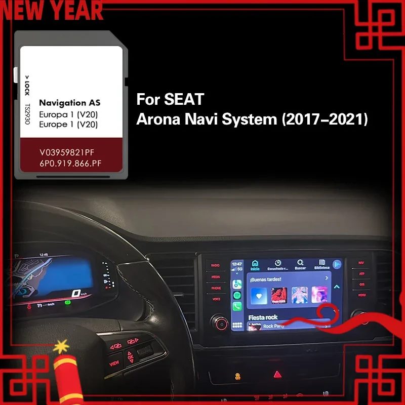 

AS V20 SAT Nav GPS Card for Seat Arona Navi System fron 2017 to 2020 Car Road Map Cover France Ireland Greece Sweden Spain