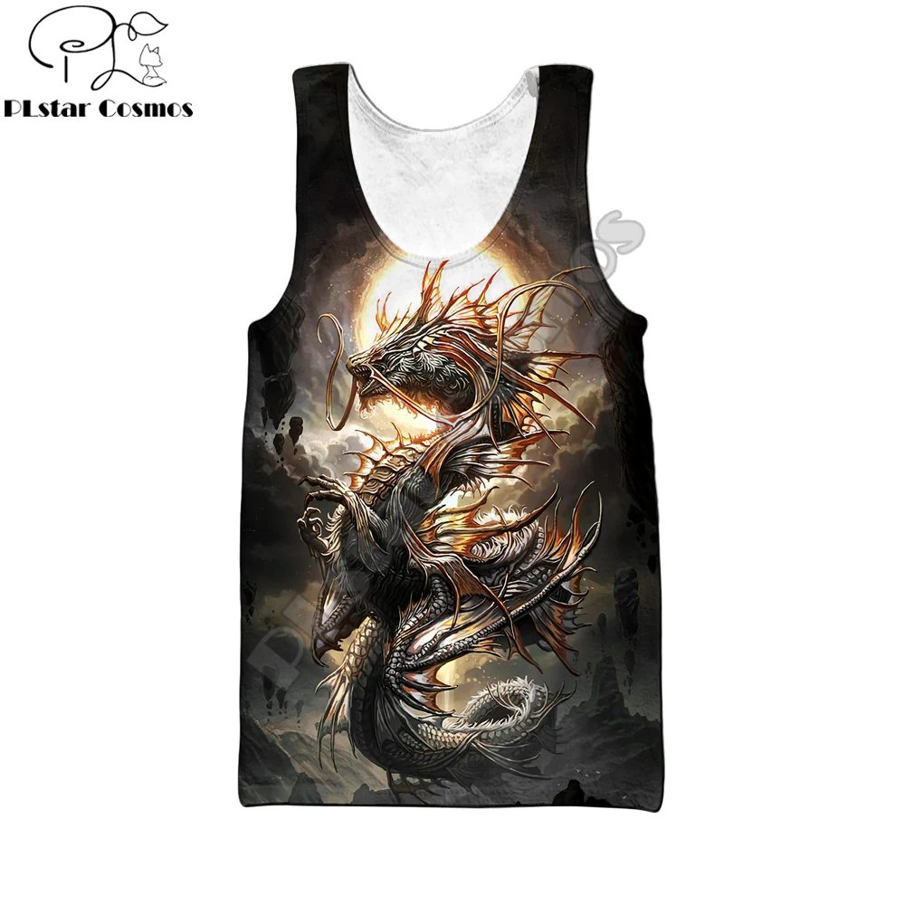 

Tattoo Skull Dragon Lover 3D Printed Men vest Summer Harajuku Sleeveless T-shirt Unisex Casual Polyester Tank Tops BX-72