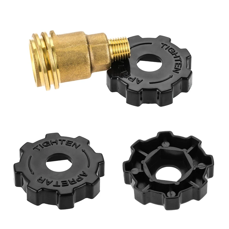 ABNL 3 Pack QCC1 Nut Propane Tank Cylinder Adapter, Brass 1/4 Inch NPT Male, 3/8 Inch Flare X 1/4 Inch Male Pipe Fitting
