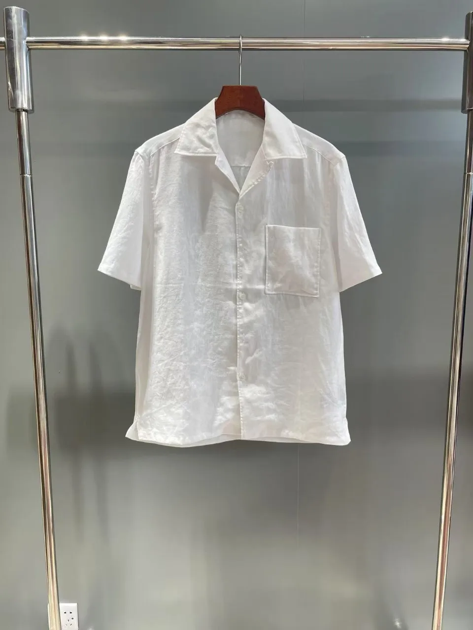 ZEG Old Money Style Men Oasis Linen Turn Down Collar Rolled Cuff Round Hem Chest Pocket Casual Long Sleeve Shirt