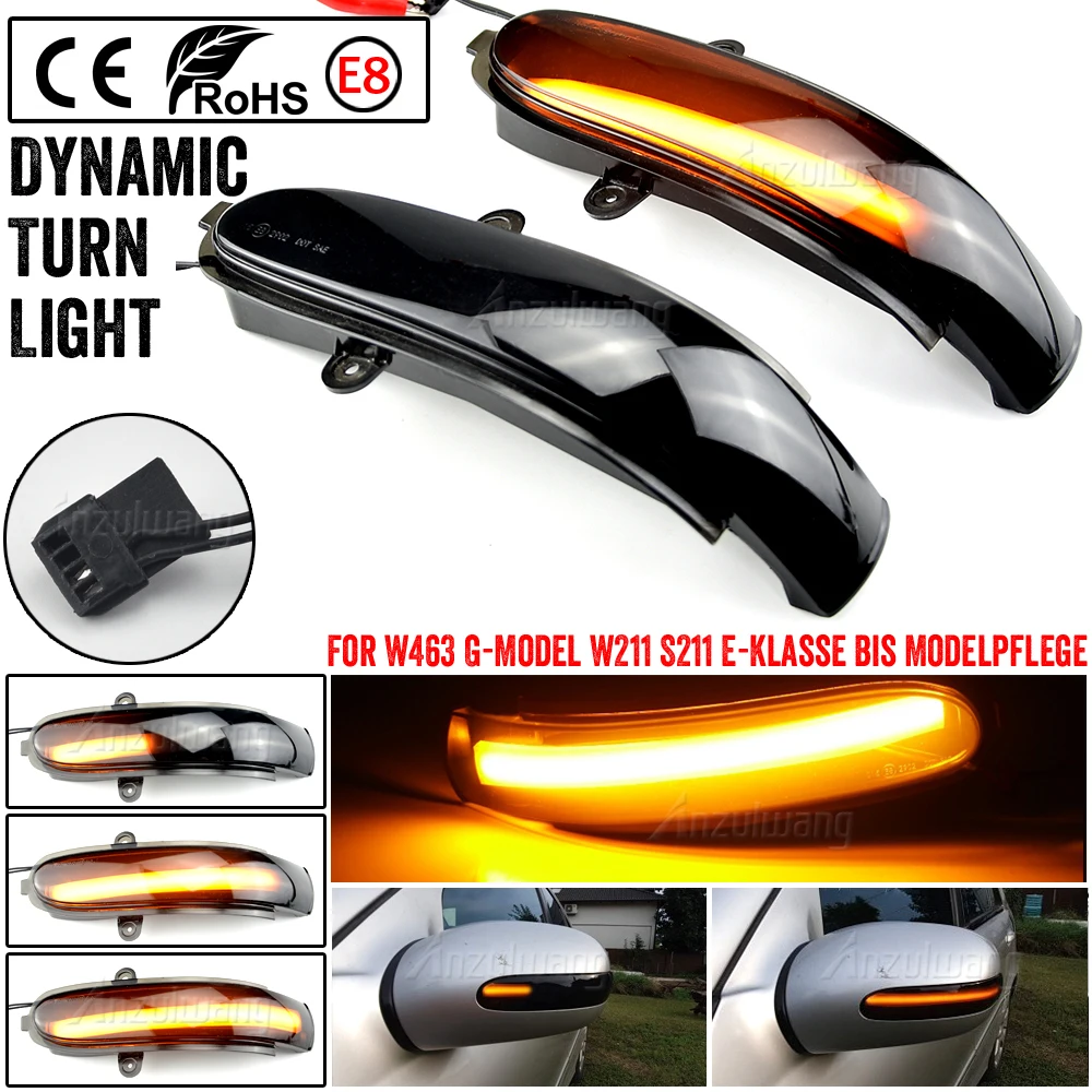 Car Smoked Lens Side Mirror Flashing Lamp For Mercedes Benz E Class W211 S211 2002-07 G Class W463 LED Dynamic Turn Signal Light