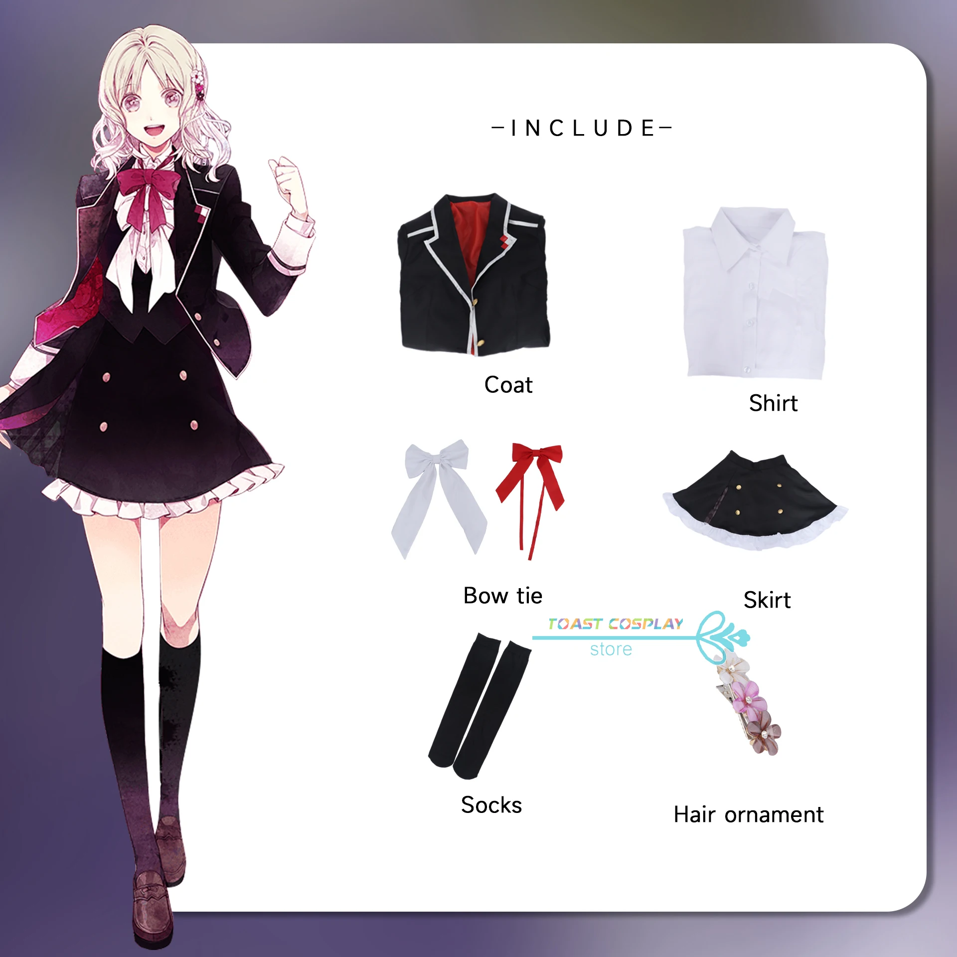 Komori Yui Cosplay Traje, Jogo Diabolik amantes terno, Jk Uniforme, Festa de Halloween, Anime Play Role Clothing