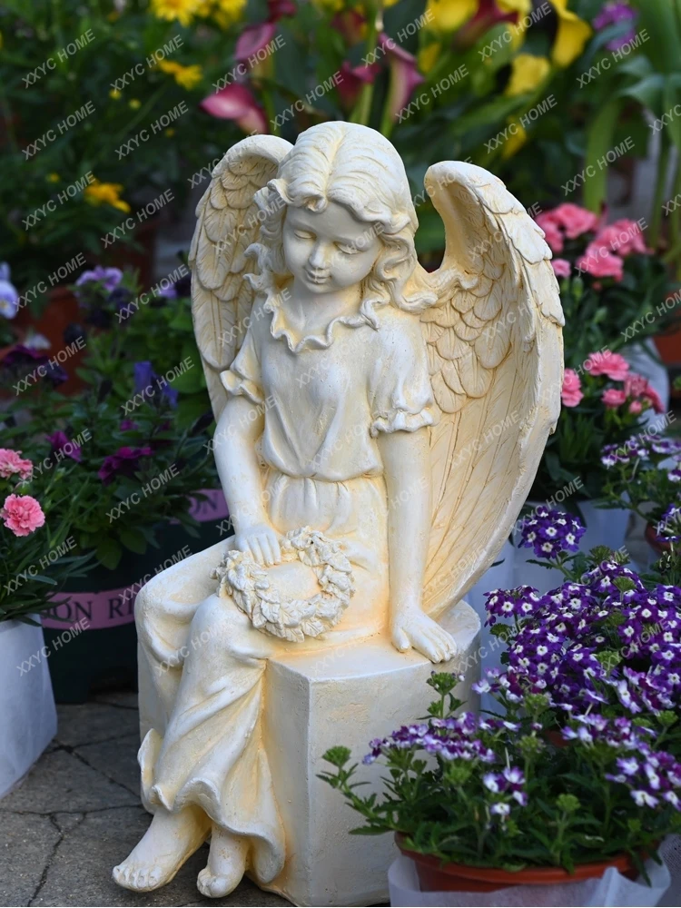 

Retro Angel Decoration Sculpture Garden Sunshine Room Outdoor European-Style Home Decoration Sketch Props Character Courtyard