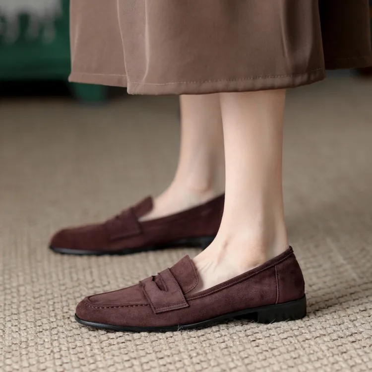 Coffee Suede Loafers Women Slip On Flats Autumn Outside Walking Footwear Shoes Size40 Black Working Stilettos Apricot Moccasins