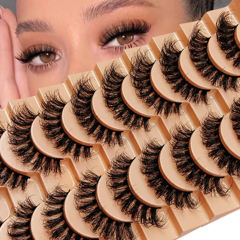 10 Pairs Russian Strip Eyelashes Thick Slender Fluffy False Eyelashes Daily Thick Eye End Lengthening Messy Lashes