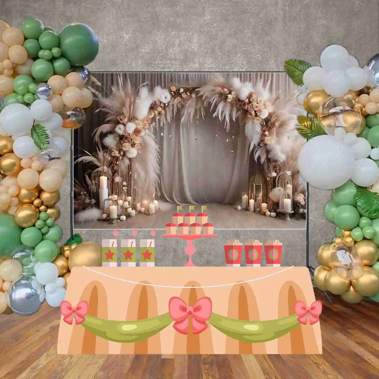 Moon.qg-パーソナライズされた写真の背景,結婚式の背景,自由奔放に生きるスタイル,女性の背景,乾燥草,花,パーティーの装飾,写真アクセサリー