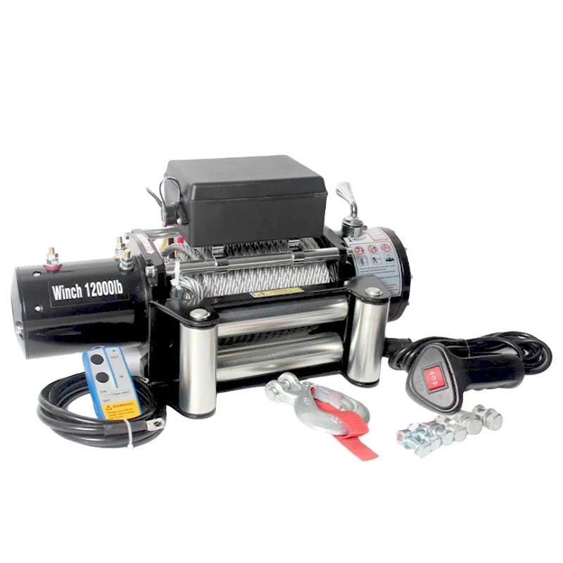 Dc 12V/24V Anchor Hoist 12V Quiet Electric Rope Cable Pulling Winch 12000Lbs Mini