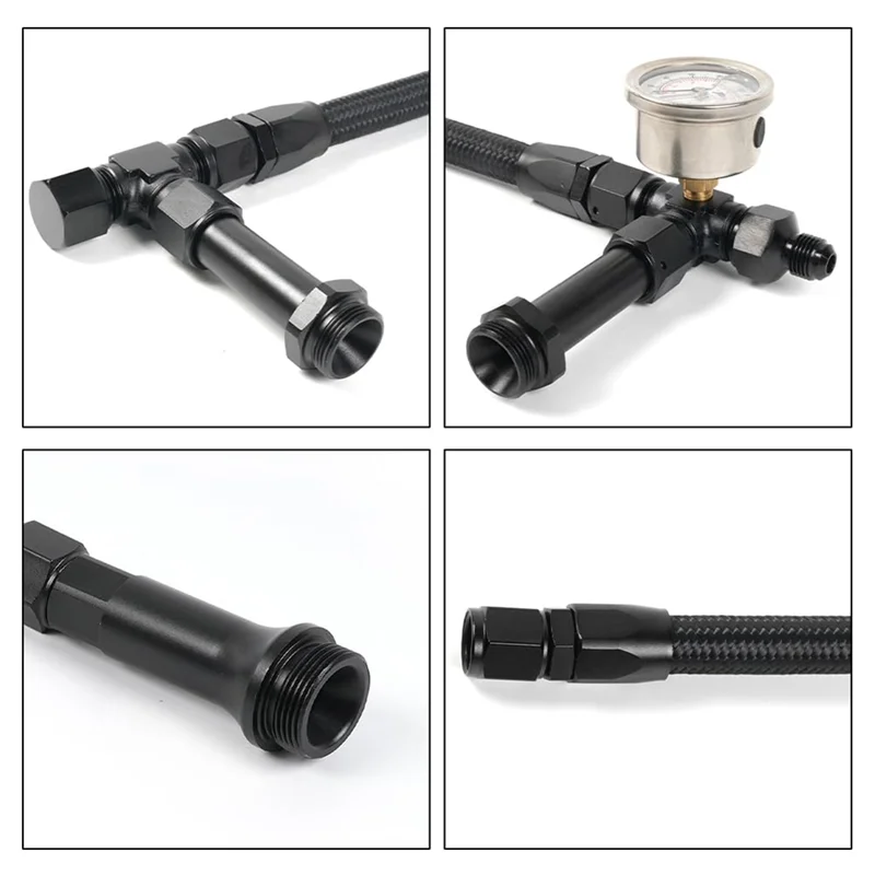 Línea de combustible de doble alimentación con manómetro para carburador Holley 4150 rosca 7/8 "-20 4150 8AN